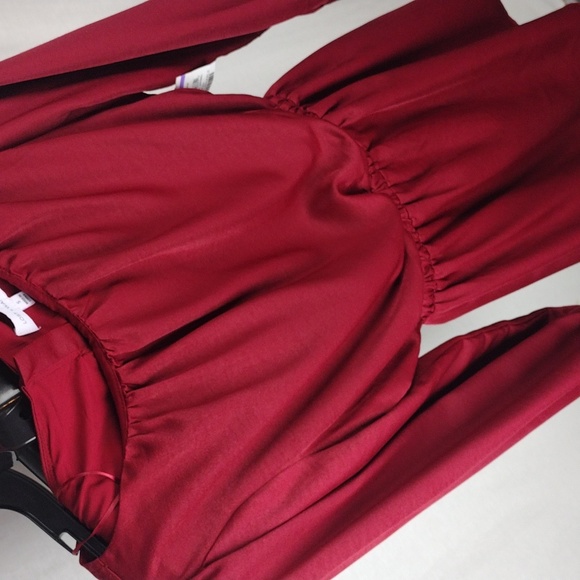 LOST + WANDER Emerald Eyes Long Sleeve Mini Dress Burgundy Size Small 2 - 4 NWT - Picture 7 of 12